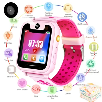 

LIGE 2020 New Children Smart Watch LBS Security Positioning Tracking Baby Digital Watch SOS Emergency Call Reloj Inteligente+Box