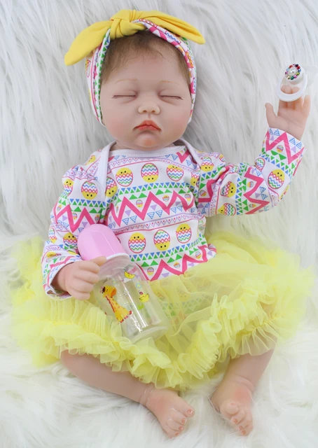 55 CM Soft Cloth Body Silicone Reborn Girl Doll Realistic Sleeping Newborn Babies Birthday Gift Present Kid Fashion Toy 4
