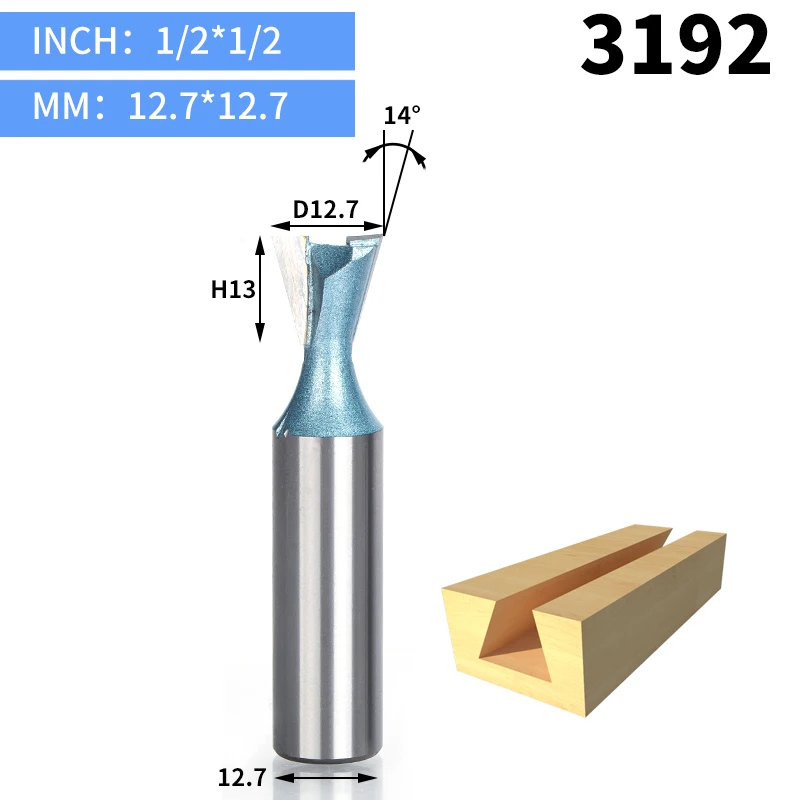 HUHAO 1 шт. 1/" 1/4" хвостовик промышленного класса резец древесины ласточкин хвост фрезы для дерева Вольфрам Гравировка инструмент Фрезерный резак - Длина режущей кромки: 3192