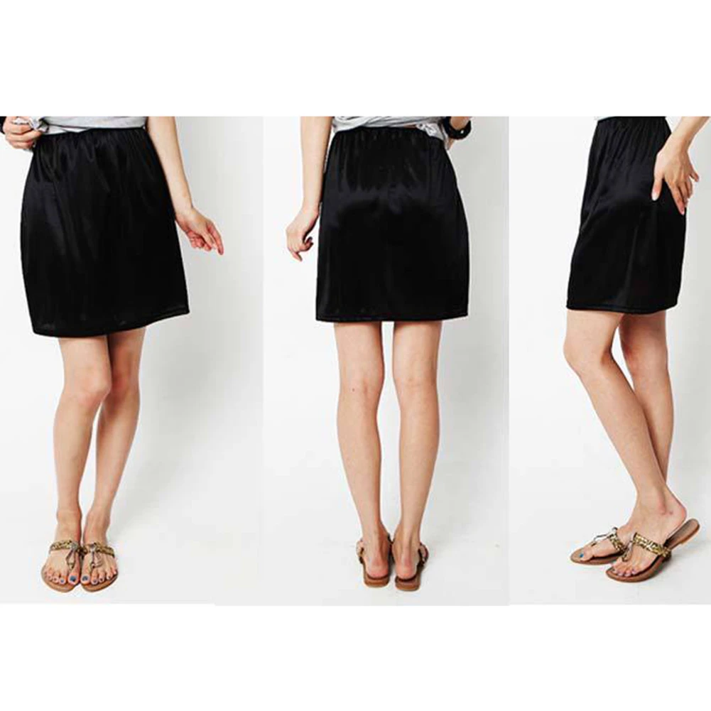 Women Inner Wear Skirt 1 Layer Elastic Waist Short Petticoat Stretch Satin Short Half Slip Petticoat Lingerie Accessories Hot