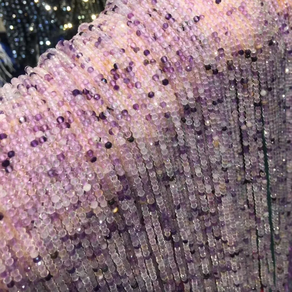 

Small Beads Natural Stone Beads Purple Fluorite 2 mm Section Loose Beads for Jewelry Making Necklace DIY Bracelet