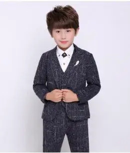 

Formal Boys Clothing winter boys Suit 3 pcs suit +pants+vest Children Kid Clothes Suits Formal Wedding Party clothes 2-12Y