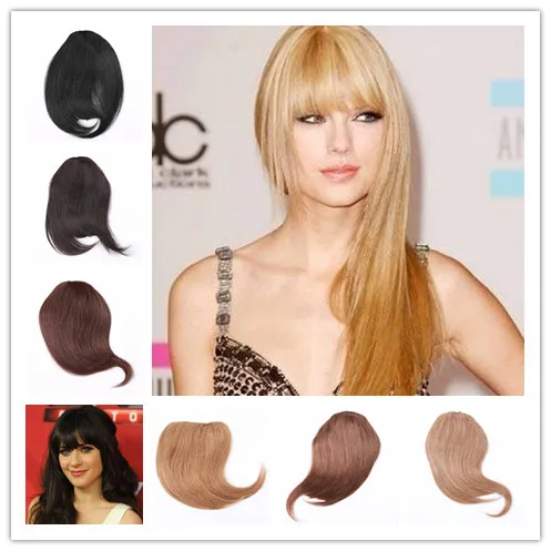 Clip In Fringe Black Humanhair Extensions Neat Bangs Front Clip