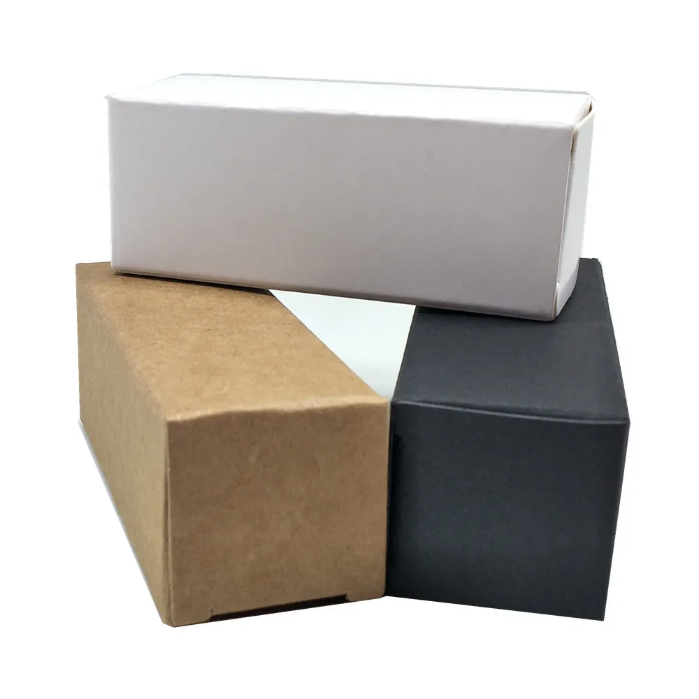 

50Pcs/lot White Black Brown Paperboard Package Box Kraft Paper Party DIY Crafts Packing Box Small Perfume Bottle Carton Pack Box