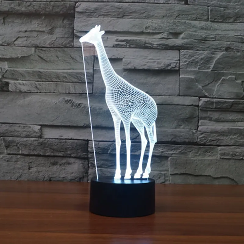 Бесплатная доставка фантастический дизайн 3D жираф в форме животного креативный ночник атмосферная настольная лампа как украшение дома