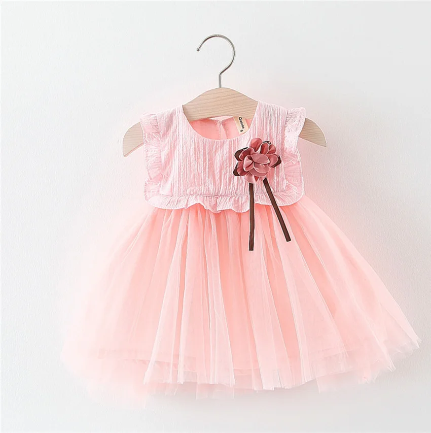 Joyo roy/летнее платье без рукавов для малышей; Сетчатое платье с цветочным узором для новорожденных девочек; Одежда для маленьких девочек; прекрасные Аппликации; платья для девочек