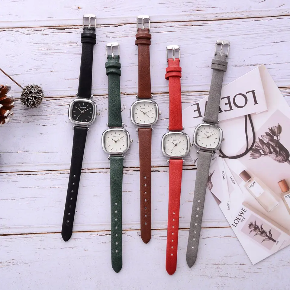 Женские часы с кожаным ремешком, квадратные спортивные часы, модные повседневные женские бизнес-часы с браслетом для женщин, женские часы