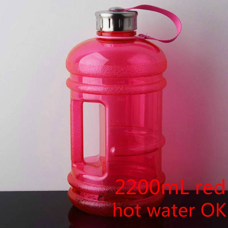 Горячая Распродажа, Мужская Спортивная бутылка для воды, большая емкость, портативная, для улицы, пластиковая, 2,2 л/л, супер ведро, чайник - Цвет: 2200mL red