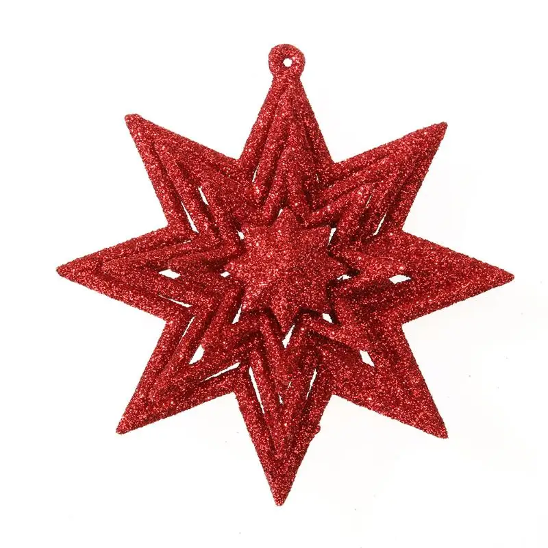 Полые восьмиугольная звезда Лось Ангел висячие украшения DIY Рождественская елка верхнее украшение для дома Рождество товары - Цвет: star red