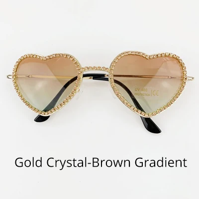 Ralferty шикарные хрустальные Солнцезащитные очки женские брендовые дизайнерские солнцезащитные очки в форме сердца женские градиентные солнцезащитные очки с разноцветными линзами G1712 - Цвет линз: Gold Crystal-Brown