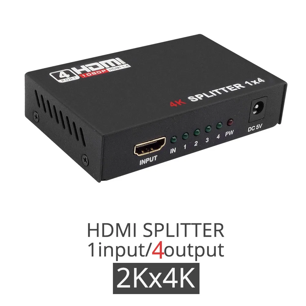 Full HD HDMI split ter 1080P 2K* 4K видео HDMI 1X4 1X8 split 1 in 4/8 Out двойной дисплей Источник питания без переключателя для HDTVDVD PS3 Xbox - Цвет: To 4P 2K 4K