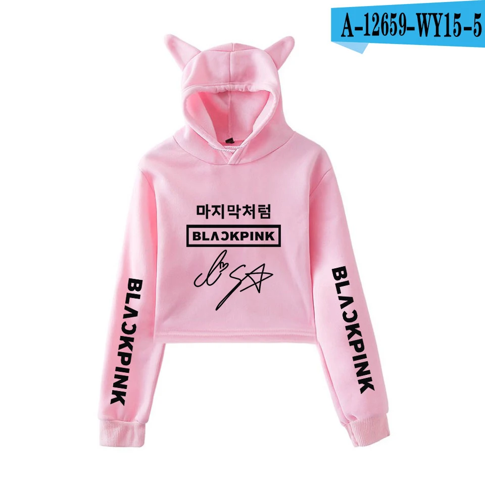 Черный розовый K Поп толстовки Толстовка женская Kawaii Кепка с кошачьими ушками Топ уличная мода черный розовый уличная сексуальные harajuku Толстовка - Цвет: pink