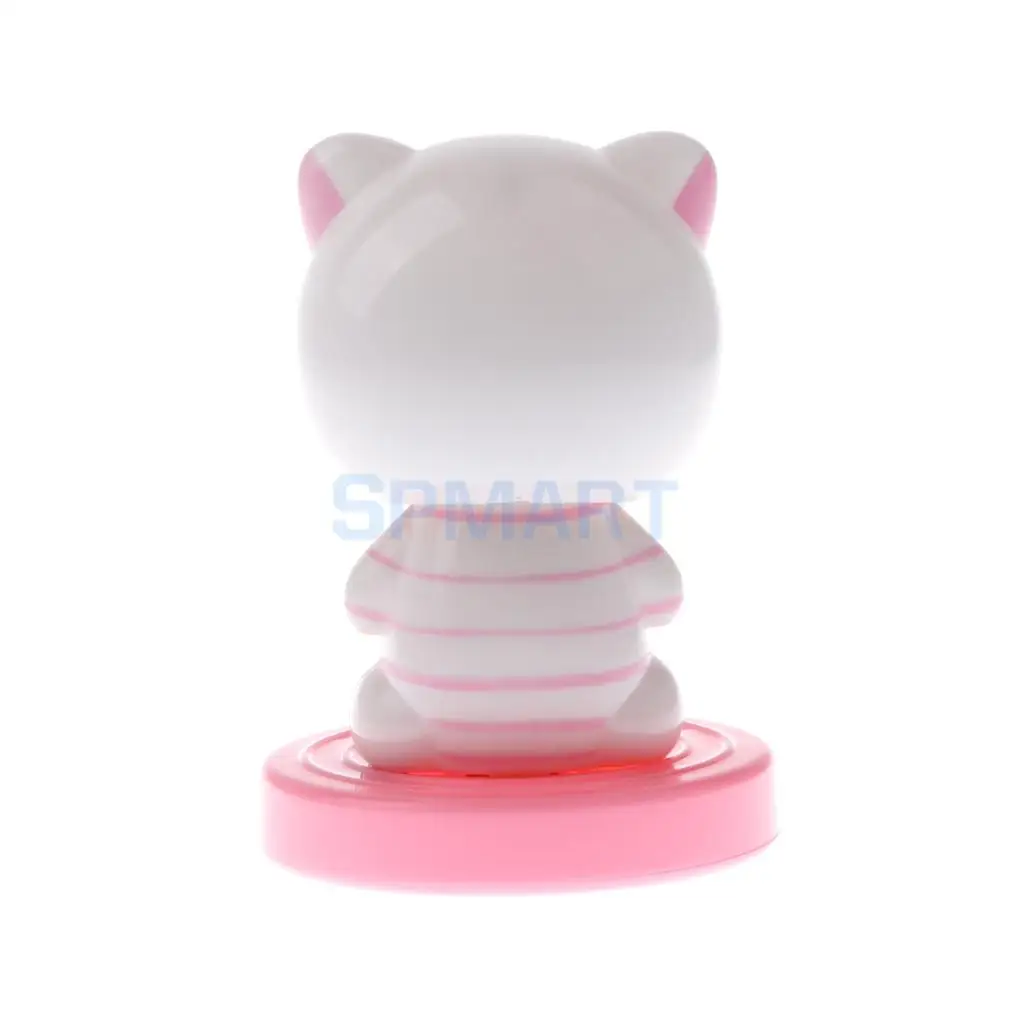 Kids Solar Powered Nodding Head Cat Kitten Animal Swinging Toy Car Home Ornament Decor Kids Xmas Gifts Gag Prank Toys White