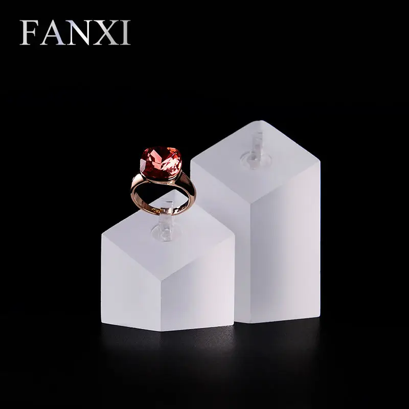 FANXI 2 компл./лот алмаз Форма кольцо серьги стенд выставки комплект наклона Опора Матовый Акриловый Витринный Шкаф Ювелирных изделий Дисплей ювелирных изделий магазин держатель - Цвет: YJ10601