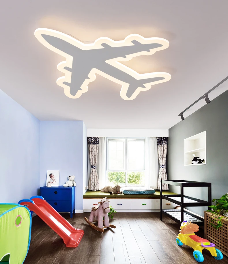 Детская комната aircraf светодио дный потолочный светильник простой современный мультфильм творческий самолет мальчик и девочка спальни