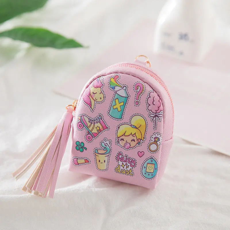 Милый маленький кожаный нулевой кошелек мини сумка для монет кошелек кошельки - Цвет: Pink cartoon