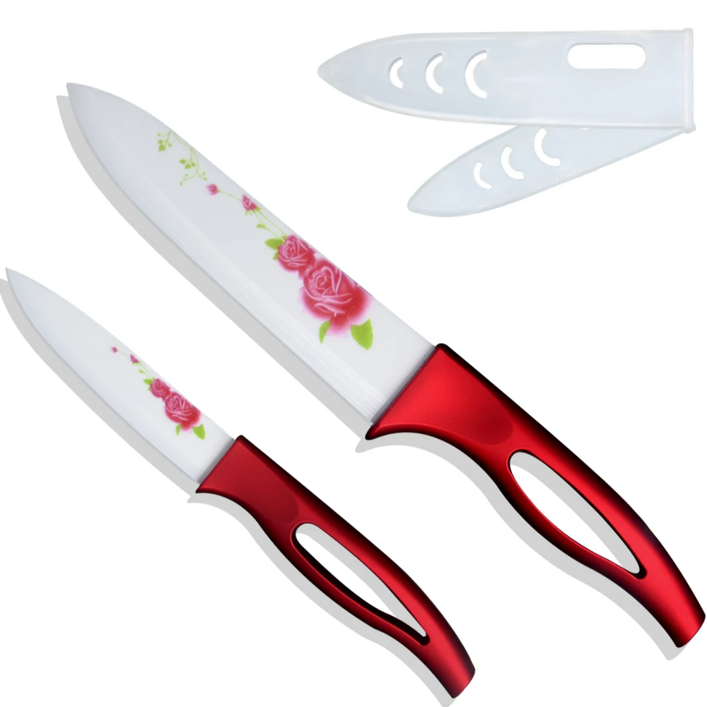 XYJ red ceramic knife set 4 inch utility classical 6 inch chef's knife