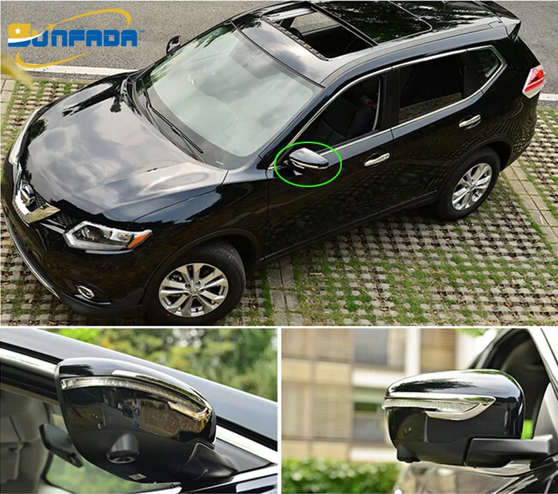 SUNFADA Chrome Car Door Side Mirror Cover Trim For NISSAN X TRAIL