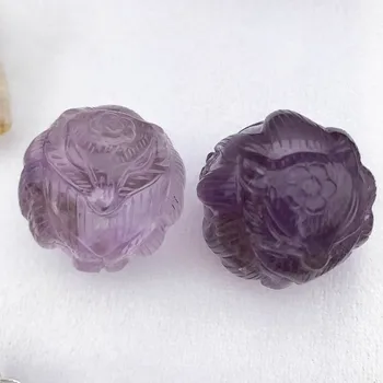 

NEW PRODUCT!Free shipping lovely cute small clear amethyst quartz crystal hand carved nine-tailed fox for gifts