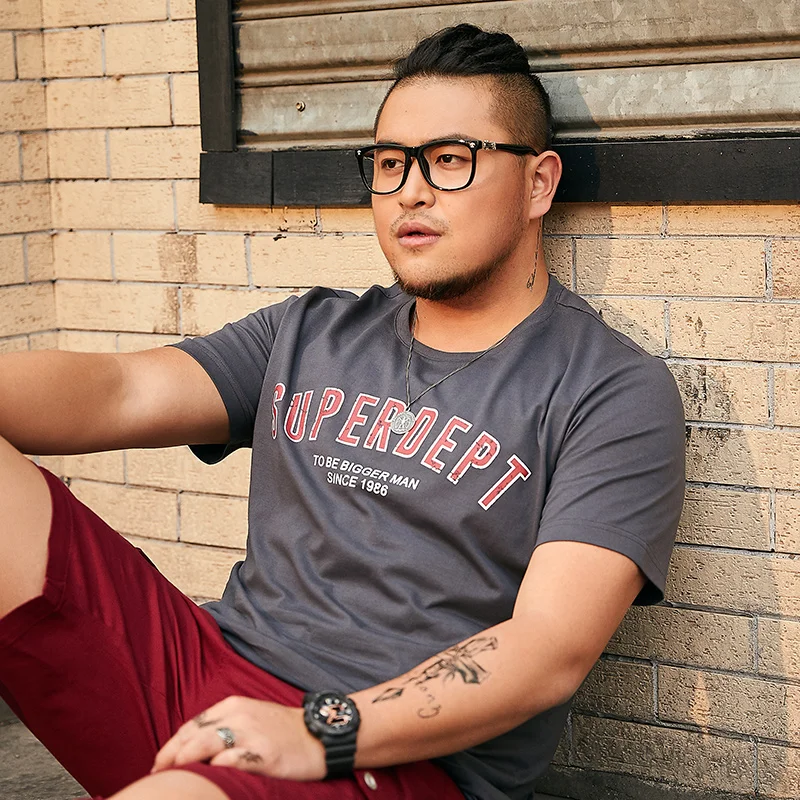 

2019 Summer Men's XL Casual Cotton Letter Printing Short-sleeved Round Neck T-shirt 1-6XL