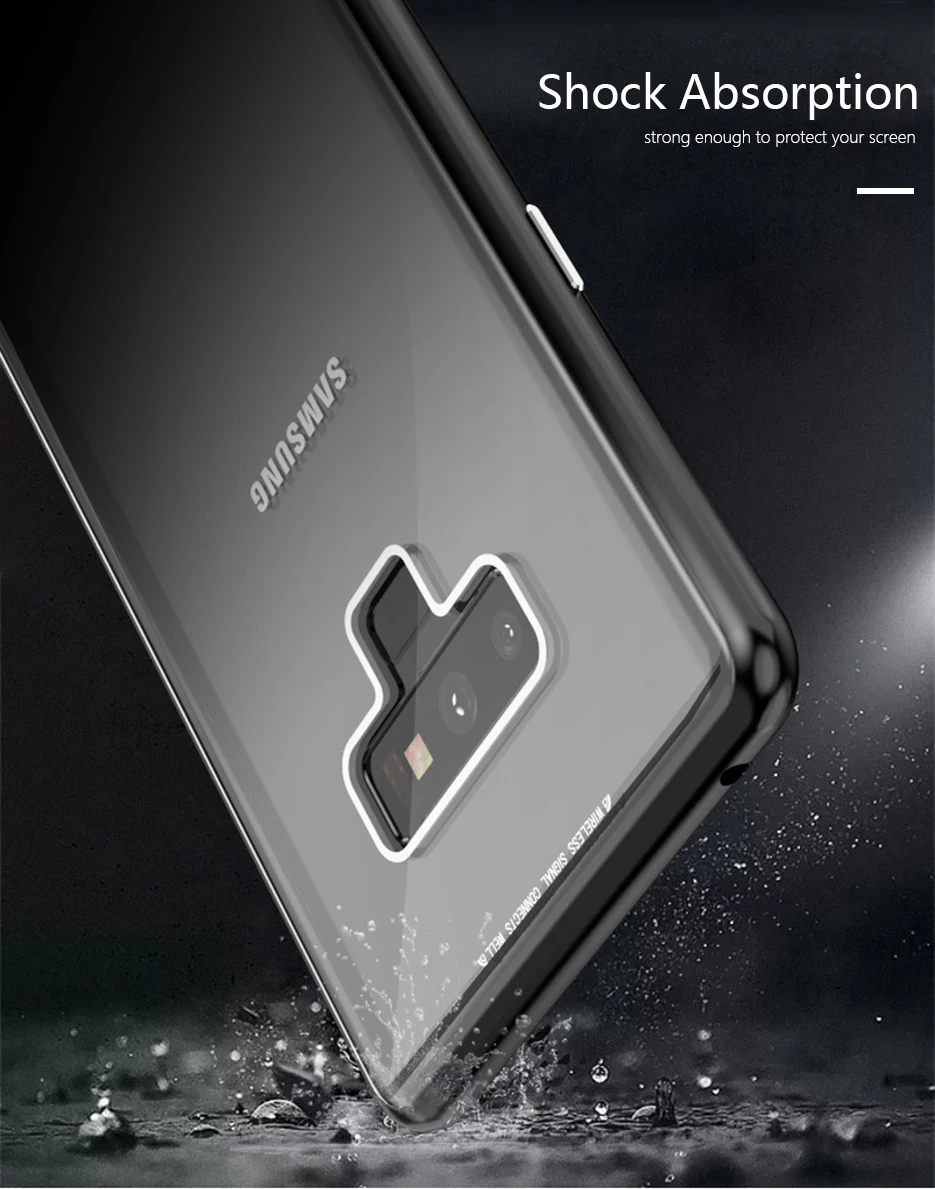 CHYI 360 Magnetic Metal Case for Samsung Galaxy S10 5G S9 S8 Plus Note 10 9 8 Tempered Glass Back Cover for Samsung A50 A20