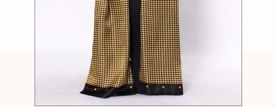 [BYSIFA] Men Black Gold Silk Scarves Winter Fashion Accessories 100% Natural Silk Male Plaid Long Scarves Cravat 160*26cm mens head wrap bandana