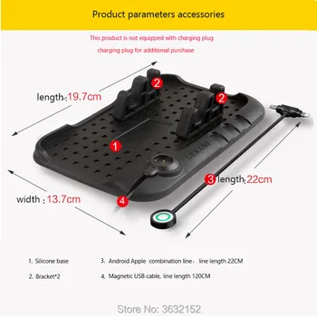 

3 In 1 Magnetic Charge Silicone Anti-Slip Mat Car Navigation Mobile Phone USB Charger for Opel Mokka zafira corsa astra insignia