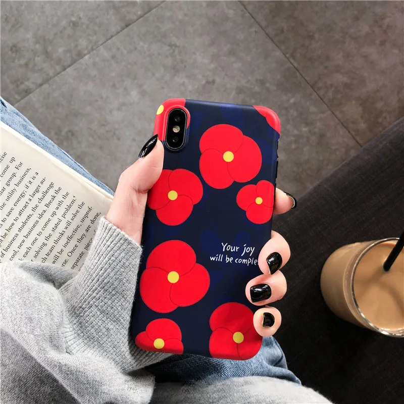 

Fashion Colorful Flower phone case for iphone X XS MAX XR case for iphone 7 6 6s 8 plus Back Cover Cute Cartoon soft Cases