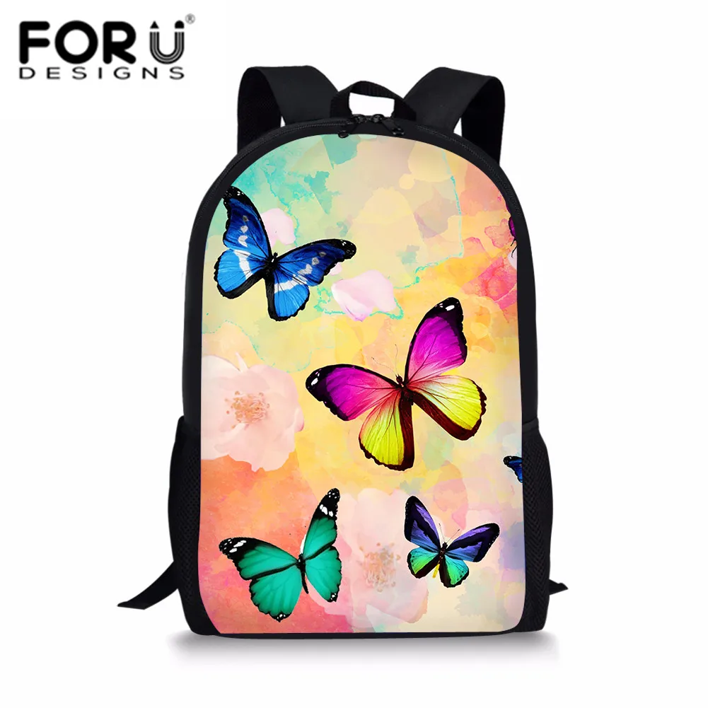 

FORUDESIGNS Rainbow Butterfly Printed Japanese School Bag Satchels For Teenagers Girls Cute Primary Schoolbag Backpack Tornister