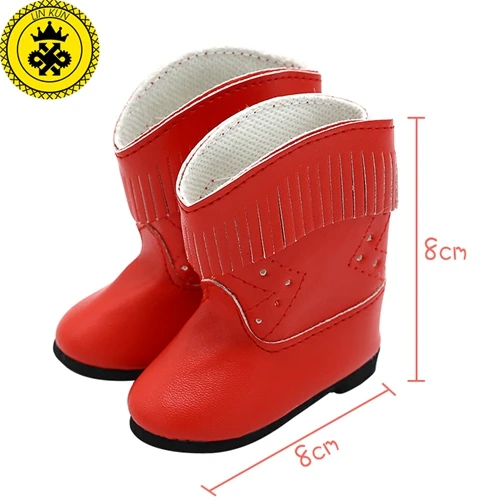 Кукольная обувь для девочек, подходит для 18 дюймов, кукольные красные белые сапоги, розовые зимние сапоги, кукольные аксессуары, кукольная обувь, 522 - Цвет: xie589