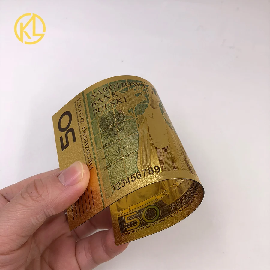 50 PLN ZLOTY Poland Banknote Gold Plated For Collection Home Decoration