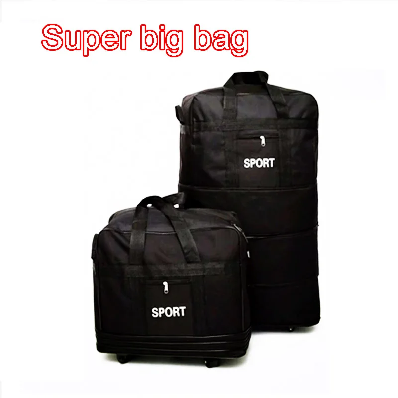 

Super large capacity folding bag baggage travel luggage bags push and pull wheel waterproof Oxford fabric