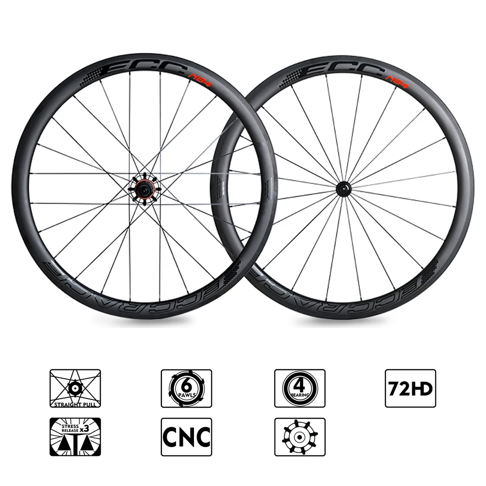 ECC N84A Углеродные колеса прямые тяги низкое сопротивление колесо для дорожного байка 40 мм диски из углеродного сплава 700C велосипедные колеса