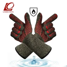 Арамидного три проверки Перчатки Водонепроницаемый Духовка Варежки огнестойкости огнезащитных кулинария перчатки анти-резка для барбекю митенки