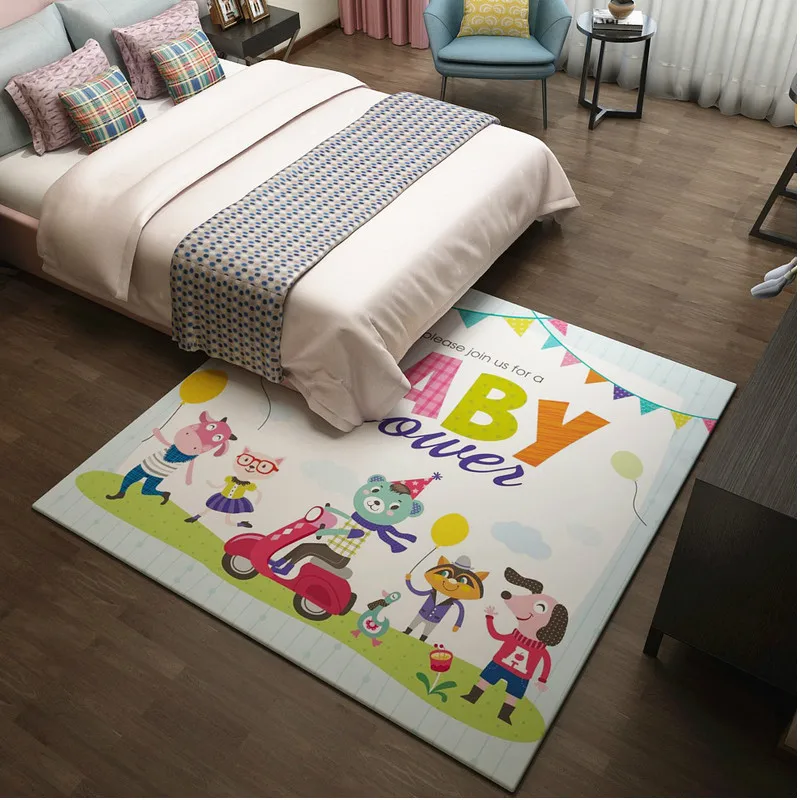 Белый розовый мультяшный слон Кот коврик с динозавром мягкий детский игровой коврик спальня гостиная пол игровой ползающий ковер домашний декор