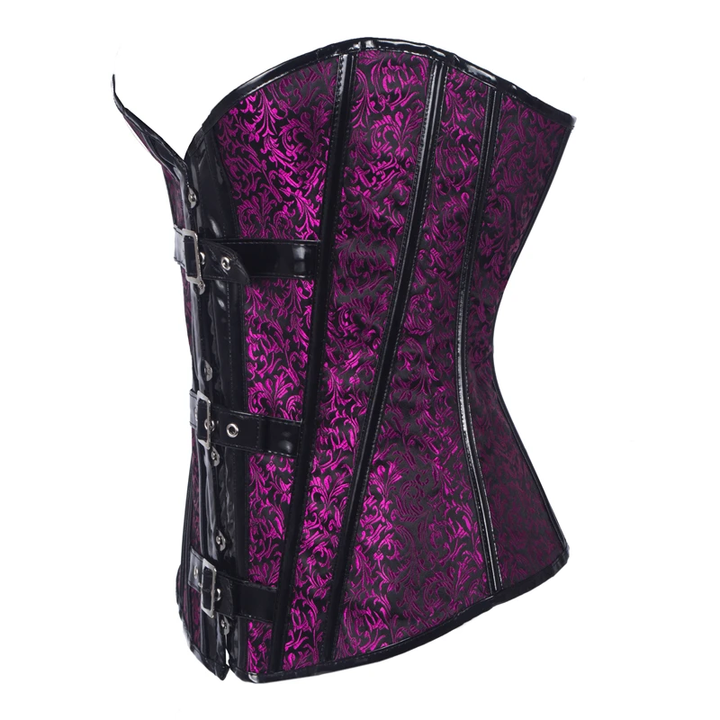 FLORATA Steampunk Corset Purple Steel Bone Underbust Corsets Sexy Waist Slim Bustiers Waist Cincher corset Plus Size S-6XL