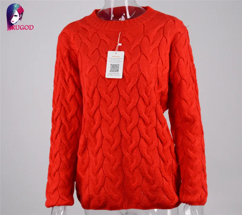 RUGOD, разноцветный женский свитер, Осень-зима, длинный рукав, Круглый ворот, пуловер, свитер, женский, Повседневный, трикотаж, джемпер для девушек