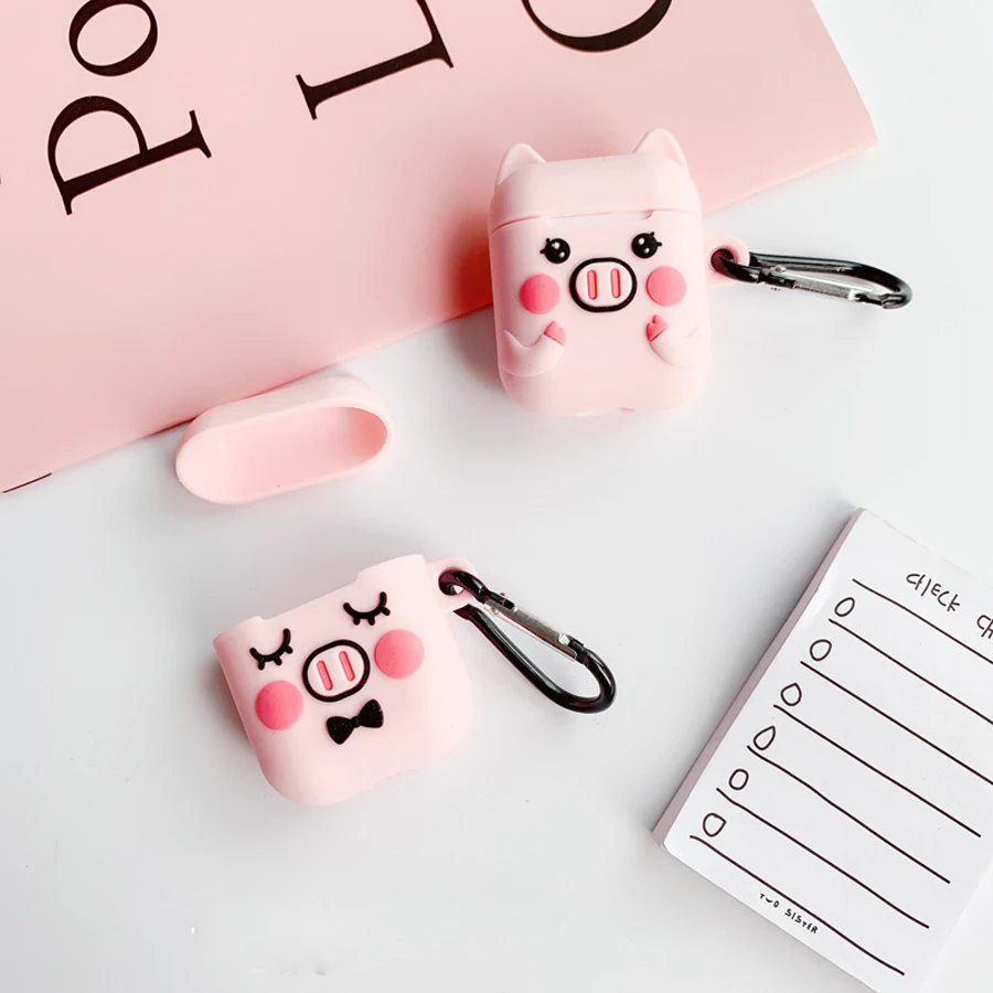 

cartoon pig Silicon Case Earphones for Apple Airpods Bluetooth Wireless Earphone Protective Skin Cover Box for Air Pods Ear Pods