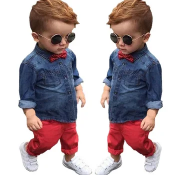 

2018 autumn Kids clothes Costumes Set Boy Children Fashion denim Shirt+pants Trousers Suit Boys Clothes Baby Kids Clothing Sets