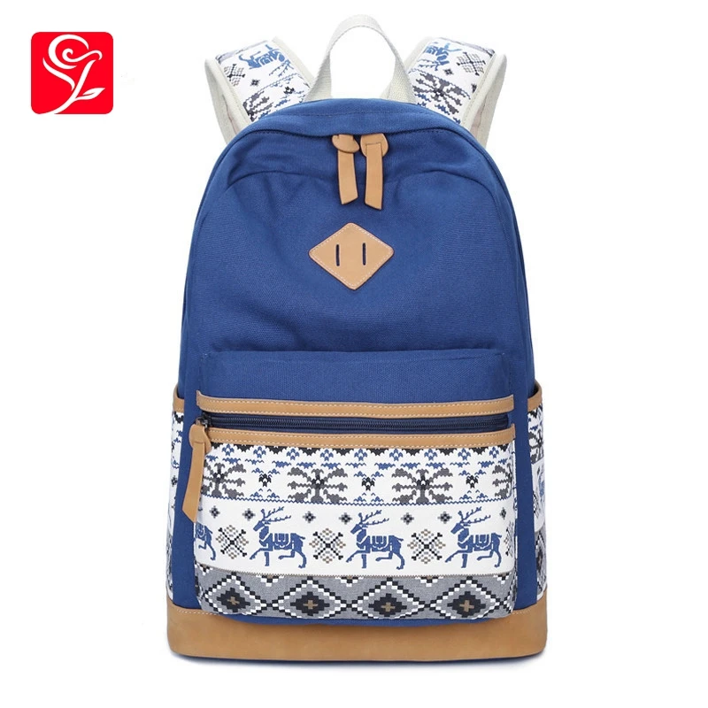 

Vintage Canvas Women Backpack Cute Shoulder School Bags For Teenagers Girls Deer Printed Schoolbag Laptop Bagpack Mochila