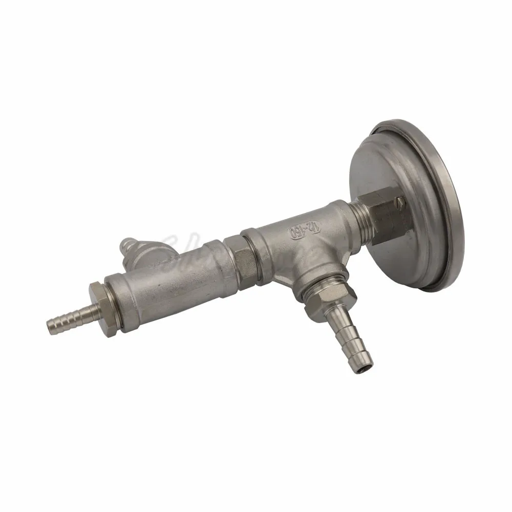 In-line Bi-metal Thermometer Assembly, 2 Micron Diffusion Oxygen Stone, 12 Tee, Hose Barb Fittings & Hex Nipple Plate Chiller (4)