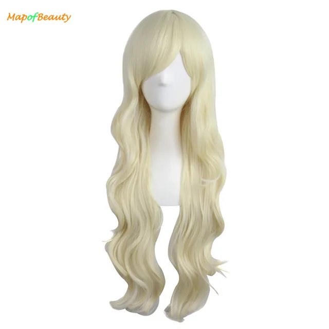 Buy MapofBeauty 28&quot; Long Wavy Cosplay Wigs White