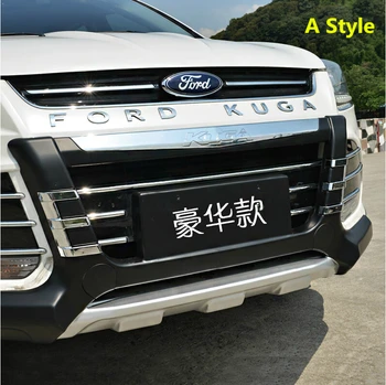 

Fit For Ford Kuga Escape 2013-2015 Bumper Front+ Rear Diffuser Bumpers Lip Protector Guard skid plate ABS Chrome finish 2PES