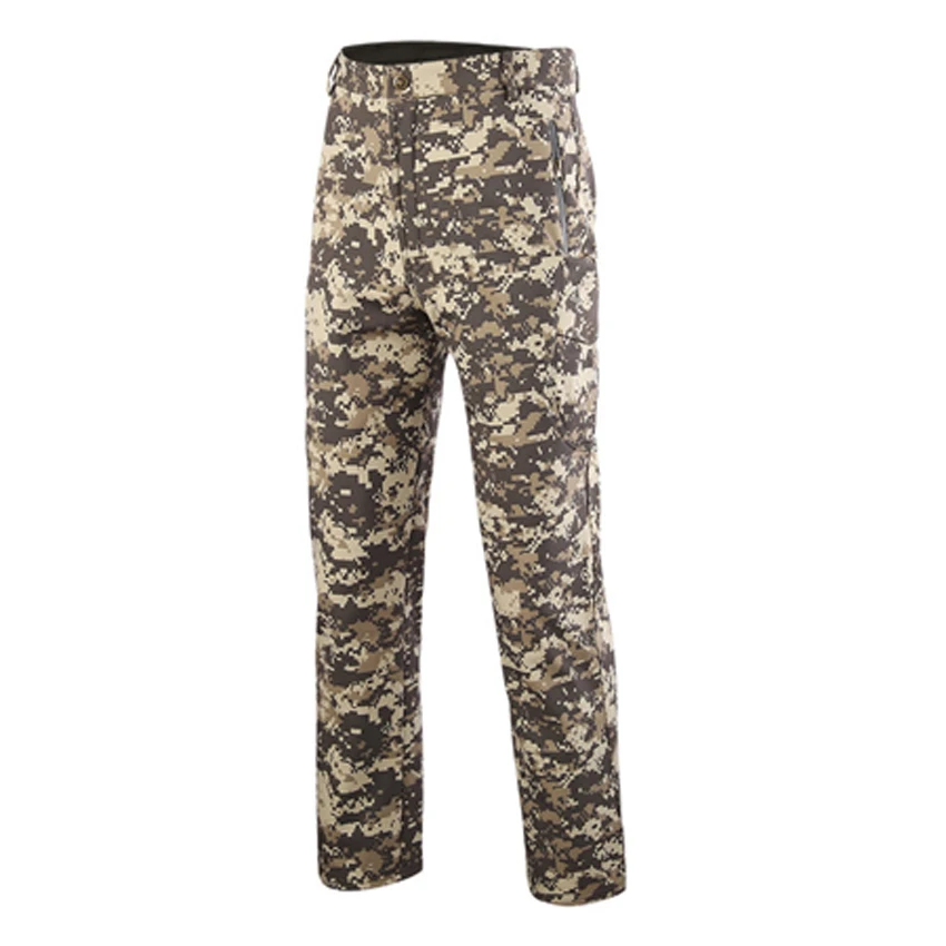 Men's Casual Soft Shell Pants Military Tactical Pure Color Trousers Waterproof Camouflage Pants