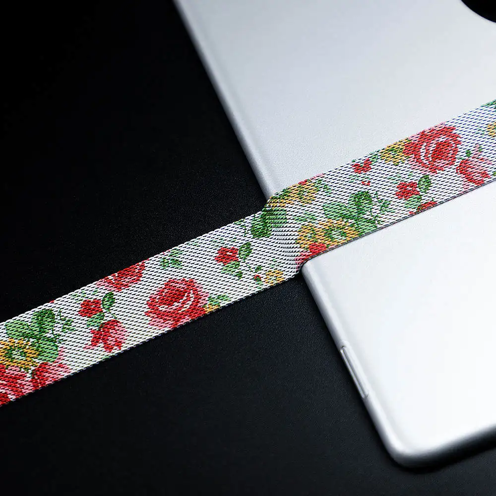 Excellent Milanese loop For Apple Watch band strap apple watch 4 band 44mm 40mm iwatch 3 2 1 42mm/38mm Better material Process - Цвет ремешка: rose flower