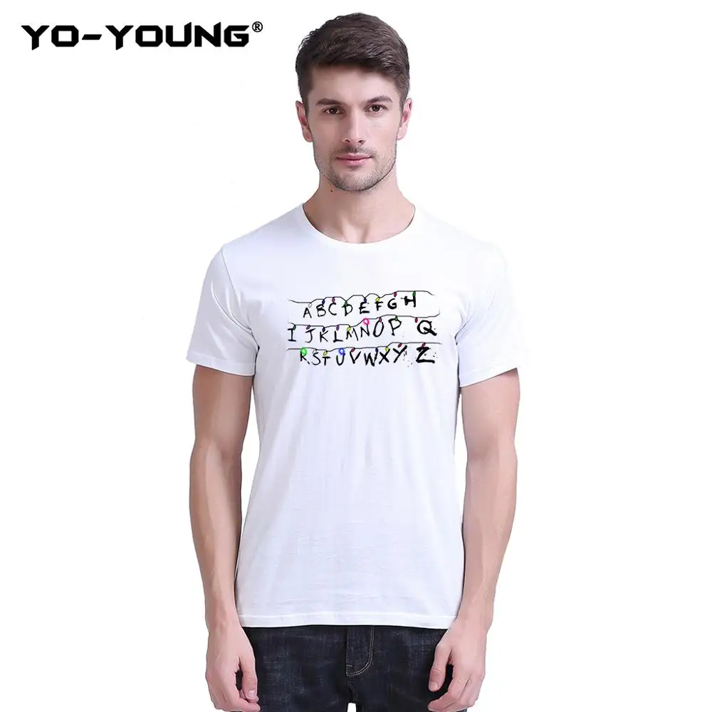 Yo-Young Летняя мужская футболка с надписью Stranger Tings цифровая печать 100% 180 г чесаный