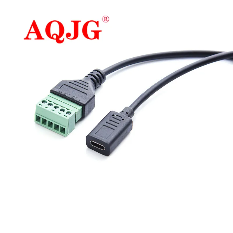 

TYPE-C female to 5pin green terminal connection transmission signal extender USB connector plug extension cable