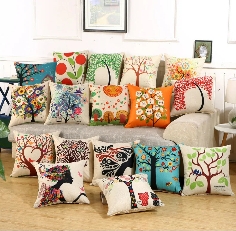 

Cushion Cover Tree Pillow Case Scrawl Plant Tree Nordic Decoration Home Throw Pillow Cover Cojines Decorativos Para Sofa