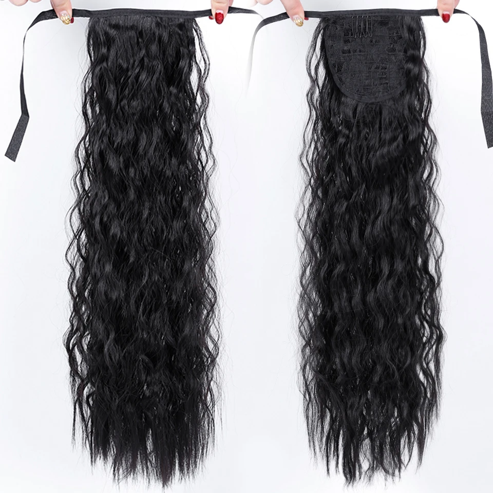 WTB Long Corn Curly Hair Ponytail for Women Heat Resistant Synthetic Curly Fake Hair Pieces 22 Inch