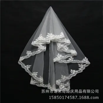 

1.5 Meters Short Lace Wedding Veils Ivory White Bridal Veil voile mariage veu de noiva